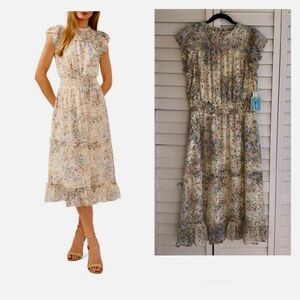 CeCe 
Prom Dress Plus Size Watercolor Floral Print Midi Dress COCKTAIL XL NEW